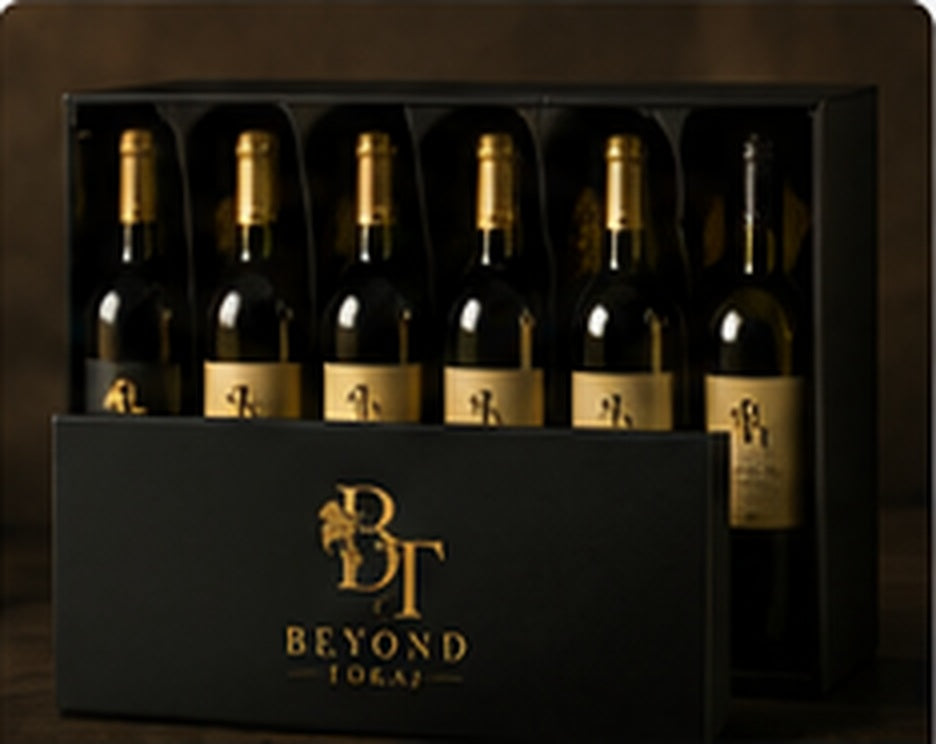 Hungarian wine discovery case with multiple bottles in Beyond Tokaj black and gold style