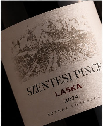 Szentesi Pince Laska 2024 wine label close-up