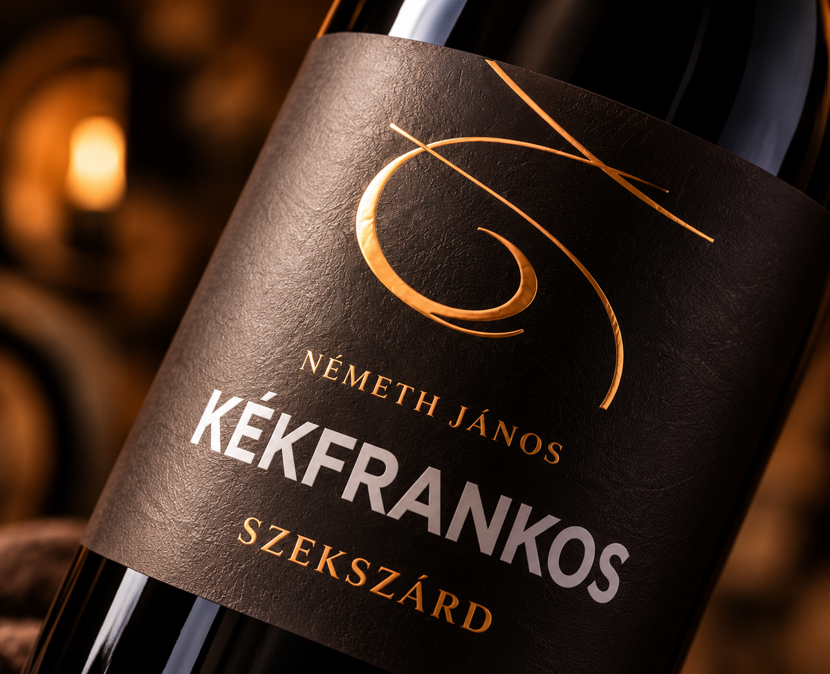 Németh János Kékfrankos Hungarian red wine displayed