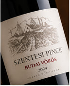 Szentesi Budai Vörös 2024 wine label close-up